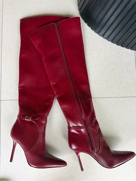 Gianni Bini Shoes - Gianni Bini Burgundy Over-the-Knee Pointed Stiletto Boots